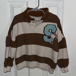 Zara Brown and Cream Striped Men's Sweater